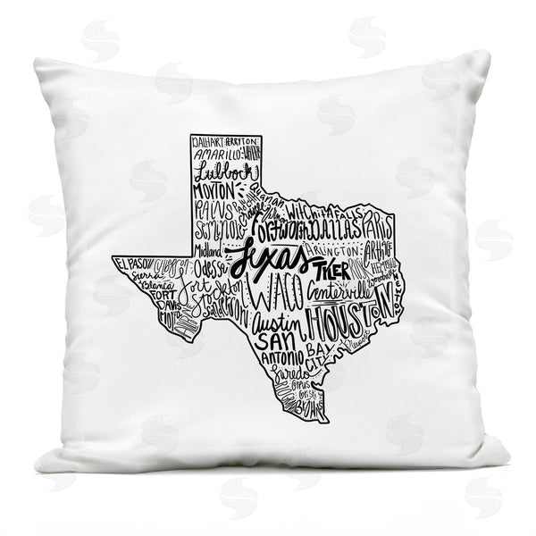 Stupell Industries Saturday Evening Post | Texas State Outline Shape City Typography Printed Throw Pillow