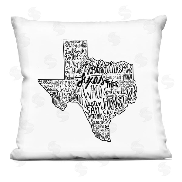 stupell industries Saturday Evening Post | Texas State Outline Shape City Typography Printed Throw Pillow
