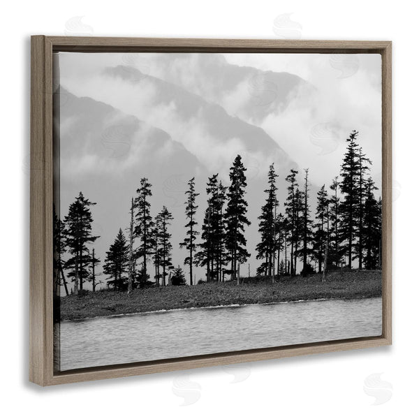 Stupell Industries Savanah Plank | Empty Pine Tree Forest Coast Line Misty Mountains Wall Art