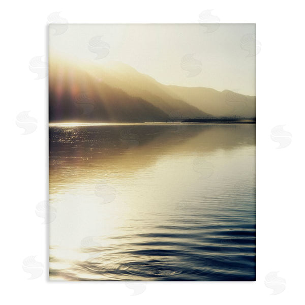 stupell industries Savanah Plank | Quiet Mountain Lake Water Ripples Sunrise Rays Wall Art