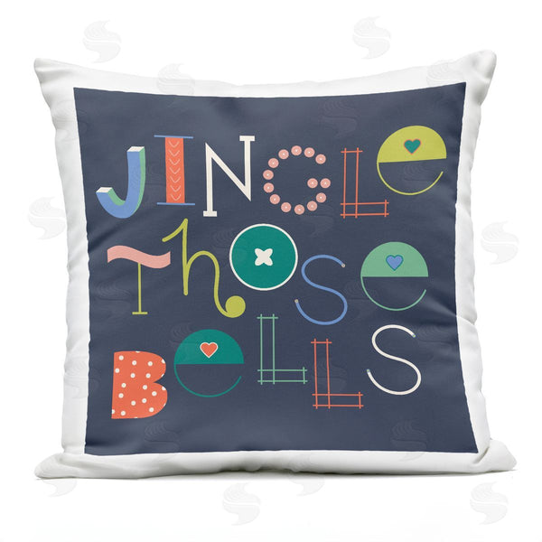 Stupell Industries Sazerelli Designs | Eclectic Jingle Bells Phrase Printed Throw Pillow