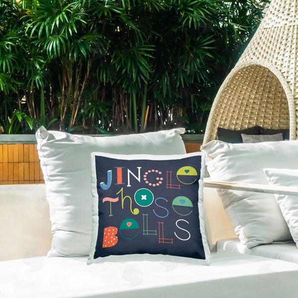 Stupell Industries Sazerelli Designs | Eclectic Jingle Bells Phrase Printed Throw Pillow