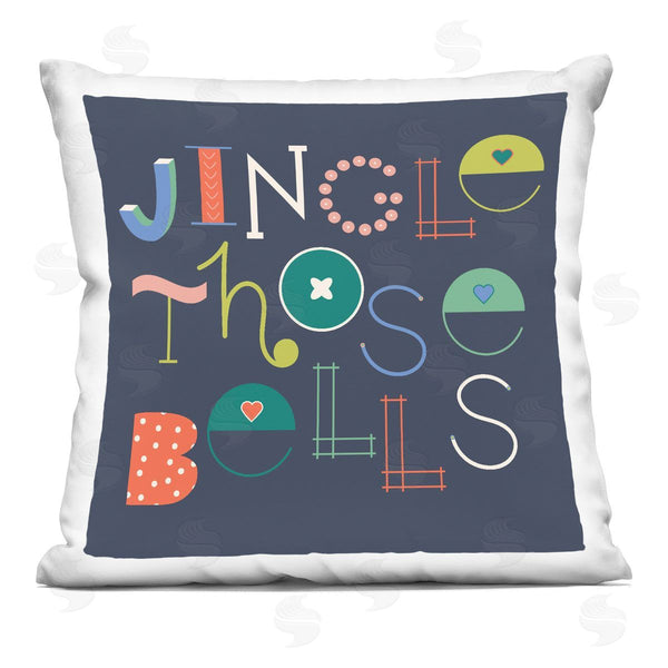 stupell industries Sazerelli Designs | Eclectic Jingle Bells Phrase Printed Throw Pillow