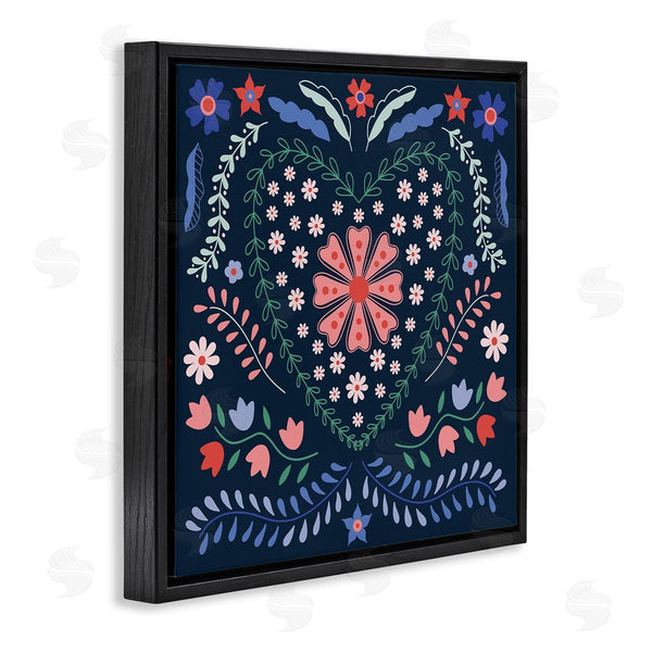 Stupell Industries Sazerelli Designs | Folk Flowers In Heart Pattern