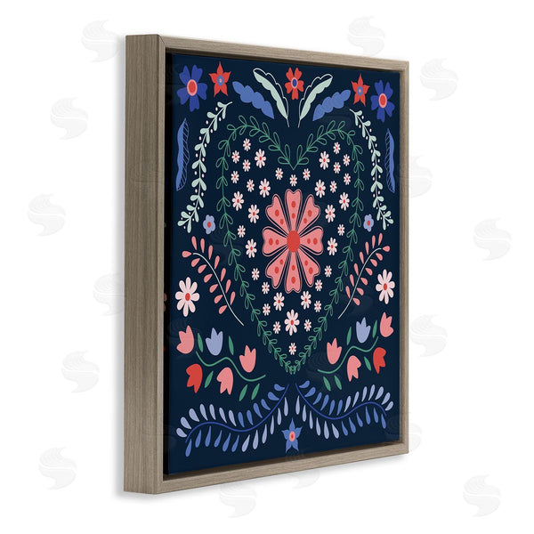 Stupell Industries Sazerelli Designs | Folk Flowers In Heart Pattern