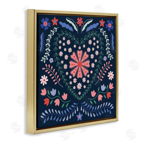 Stupell Industries Sazerelli Designs | Folk Flowers In Heart Pattern