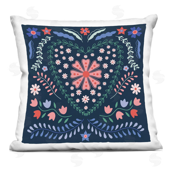 stupell industries Sazerelli Designs | Folk Flowers in Heart Pattern Printed Throw Pillow