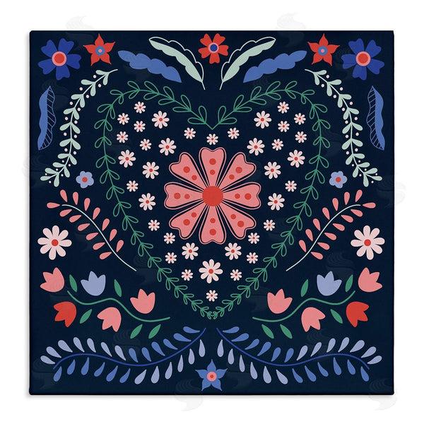 stupell industries Sazerelli Designs | Folk Flowers in Heart Pattern