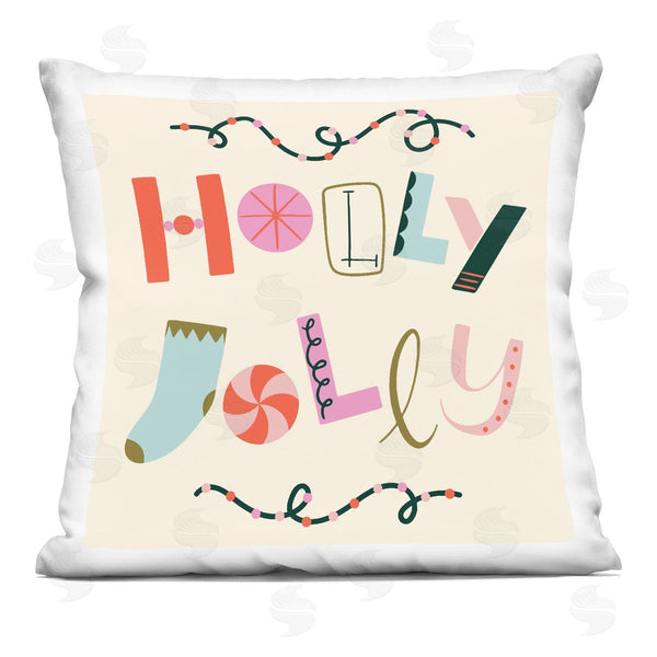 stupell industries Sazerelli Designs | Holly Jolly Eclectic Holiday Printed Throw Pillow
