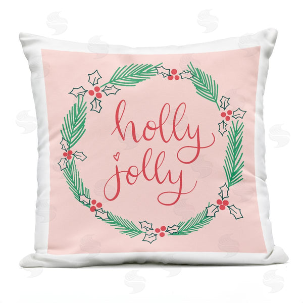 Stupell Industries Sazerelli Designs | Minimal Holly Jolly Wreath Printed Throw Pillow