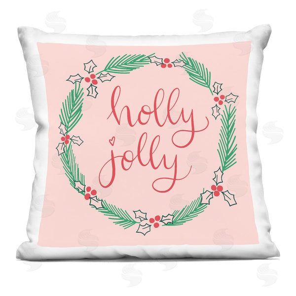 stupell industries Sazerelli Designs | Minimal Holly Jolly Wreath Printed Throw Pillow