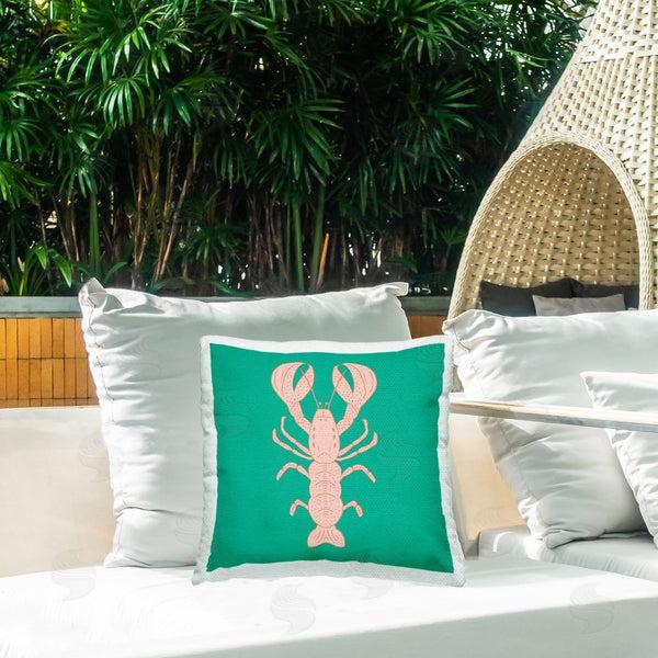 Stupell Industries Sazerelli Designs | Minimal Pink & Green Lobster Printed Throw Pillow