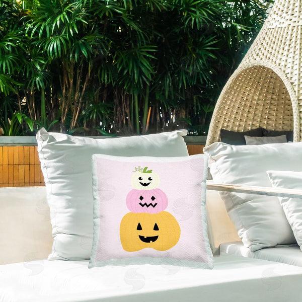 Stupell Industries Sazerelli Designs | Pastel Happy Jack-o-Lanterns Printed Throw Pillow