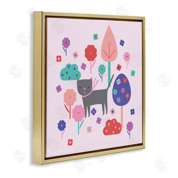Stupell Industries Sazerelli Designs | Pastel Whimsical Cat & Trees