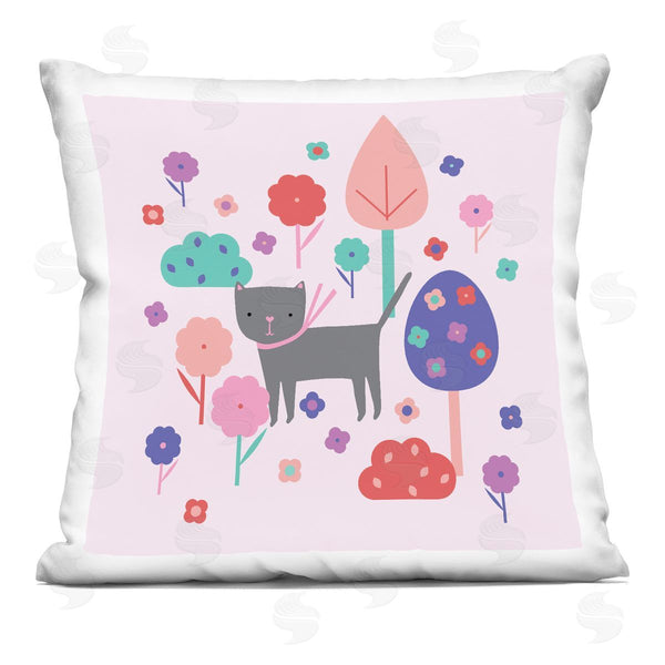 stupell industries Sazerelli Designs | Pastel Whimsical Cat & Trees Printed Throw Pillow