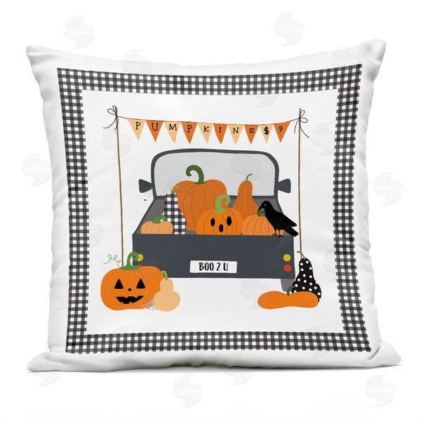 Stupell Industries Sazerelli Designs | Pumpkin Truck With Gingham Border Printed Throw Pillow