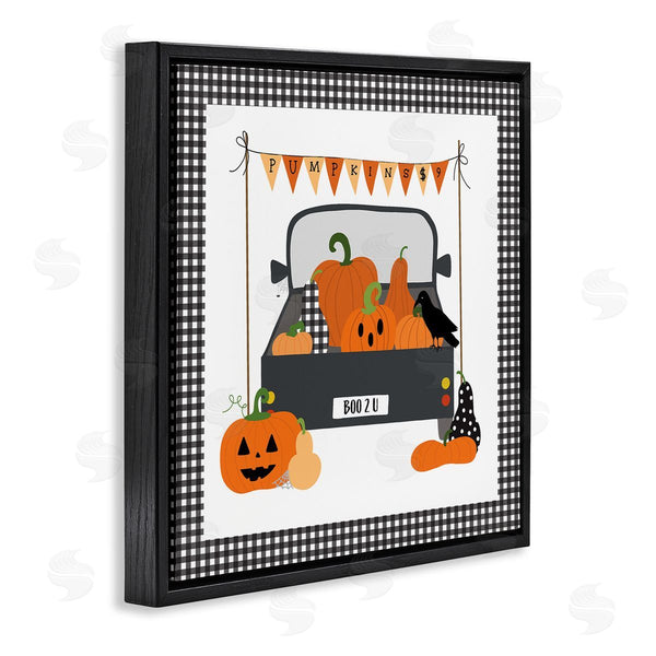 Stupell Industries Sazerelli Designs | Pumpkin Truck With Gingham Border Wall Art