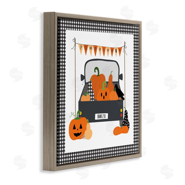 Stupell Industries Sazerelli Designs | Pumpkin Truck With Gingham Border Wall Art