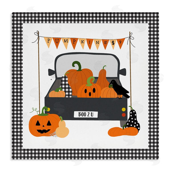 stupell industries Sazerelli Designs | Pumpkin Truck with Gingham Border Wall Art