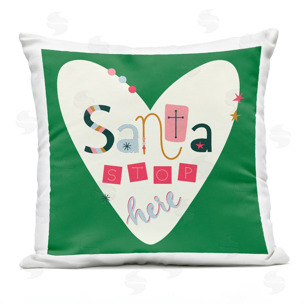 Stupell Industries Sazerelli Designs | Santa Stop Here Heart Printed Throw Pillow