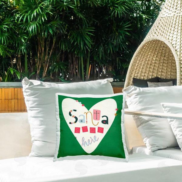 Stupell Industries Sazerelli Designs | Santa Stop Here Heart Printed Throw Pillow