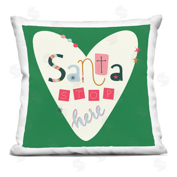 stupell industries Sazerelli Designs | Santa Stop Here Heart Printed Throw Pillow