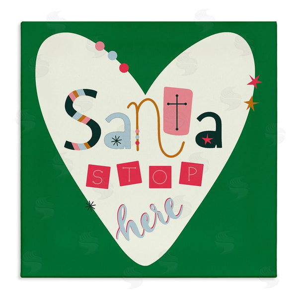 stupell industries Sazerelli Designs | Santa Stop Here Heart Wall Art