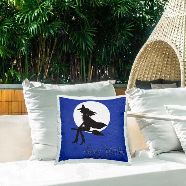 Stupell Industries Sazerelli Designs | Sassy Witch & Full Moon Printed Throw Pillow