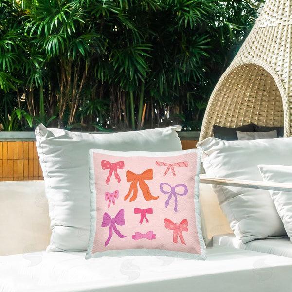 Stupell Industries Sazerelli Designs | Stylish Fashion Bows On Pink Printed Throw Pillow