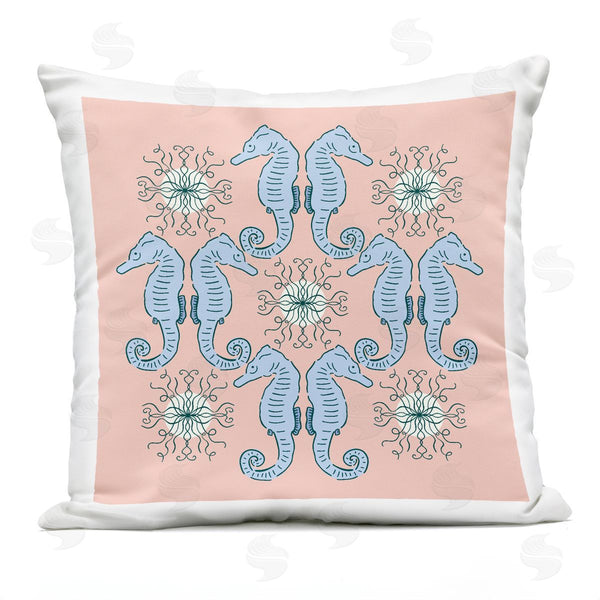 Stupell Industries Sazerelli Designs | Symmetrical Coral Seahorse Pattern Printed Throw Pillow