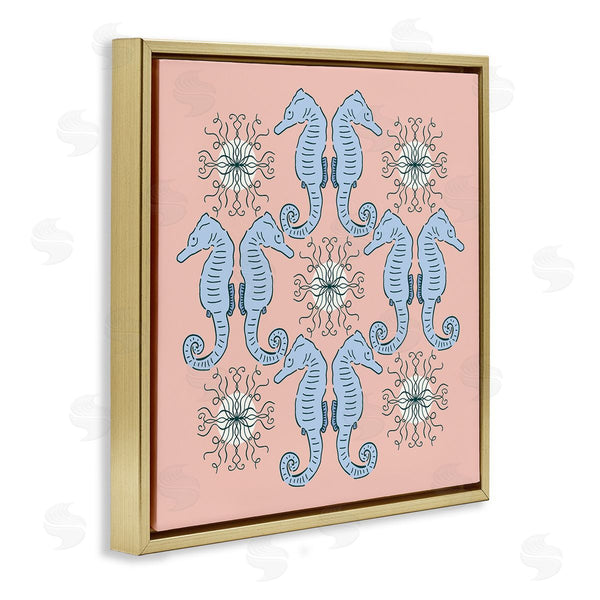 Stupell Industries Sazerelli Designs | Symmetrical Coral Seahorse Pattern