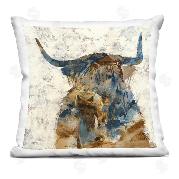 stupell industries Scott Brems | Abstract Farmhouse Longhorn Highland Cattle Animal Printed Throw Pillow