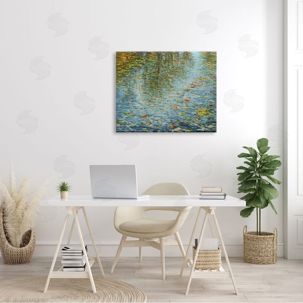 Stupell Industries Scott Brems | Abstract Lake Water Reflection Expressive Summer Pond Leaves Wall Art