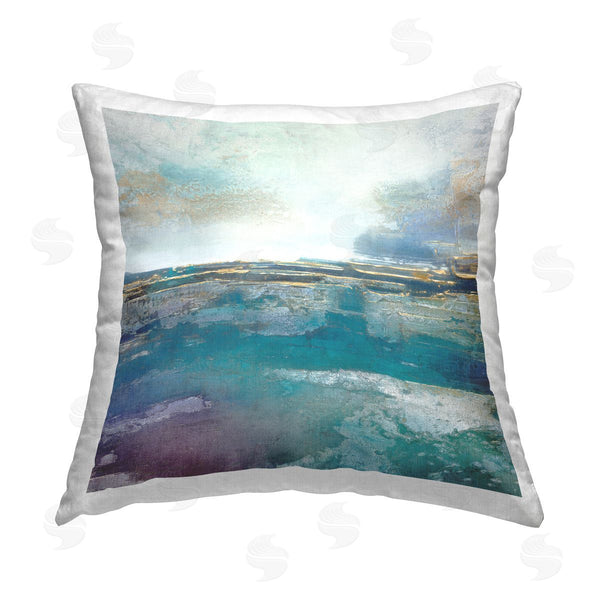 stupell industries Scott Brems | Abstract Teal Landscape Horizon Printed Throw Pillow