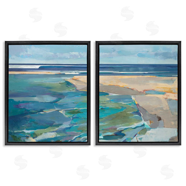 Stupell Industries Scott Brems | Pastel Blue Seascape With Rocky Coast Painting Wall Art
