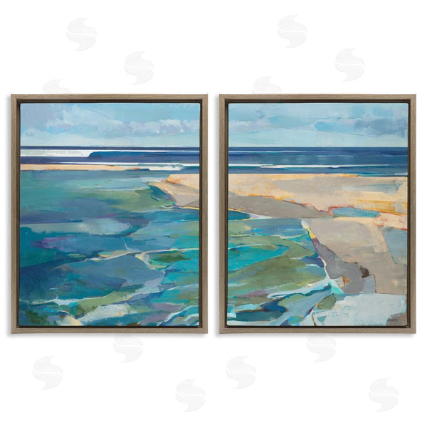 Stupell Industries Scott Brems | Pastel Blue Seascape With Rocky Coast Painting Wall Art