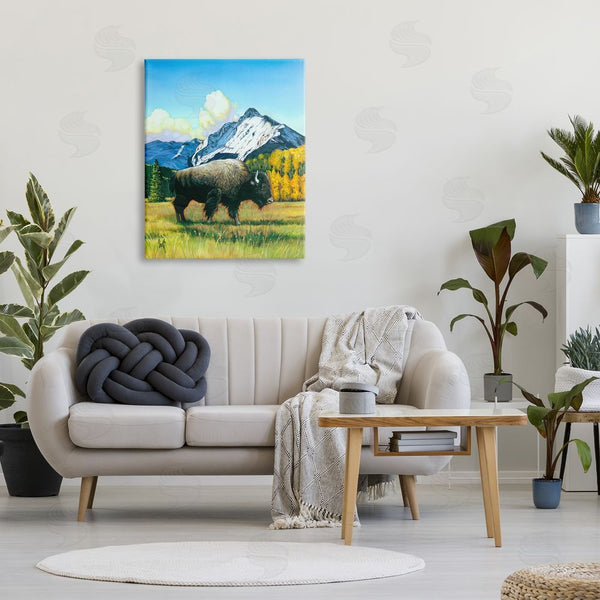 Stupell Industries Scott Westmoreland | Bison Rural Mountain Painting Wall Art