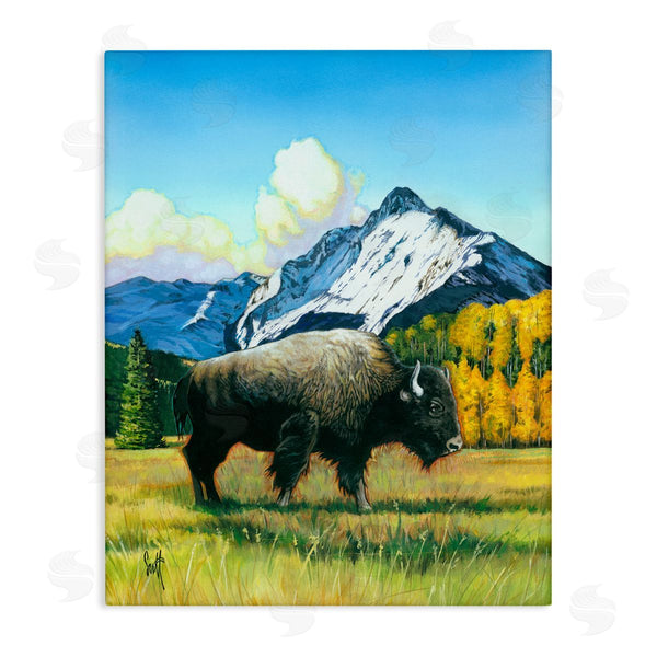 stupell industries Scott Westmoreland | Bison Rural Mountain Painting Wall Art