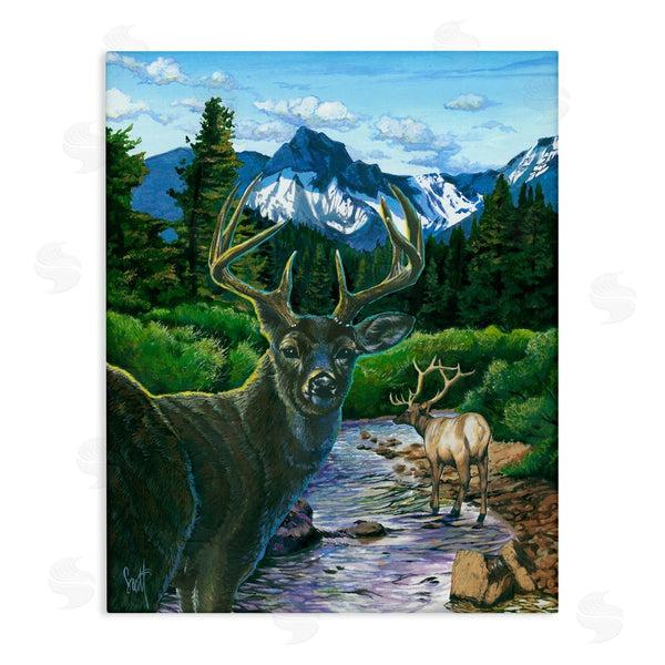 stupell industries Scott Westmoreland | Deer in Mountain Scenery Wall Art