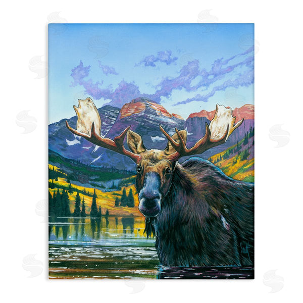 stupell industries Scott Westmoreland | Moose in River Painting Wall Art