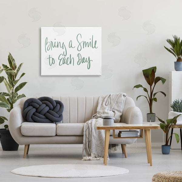 Stupell Industries SD Graphics Studio | Bring A Smile Each Day Phrase Green Cursive Wall Art