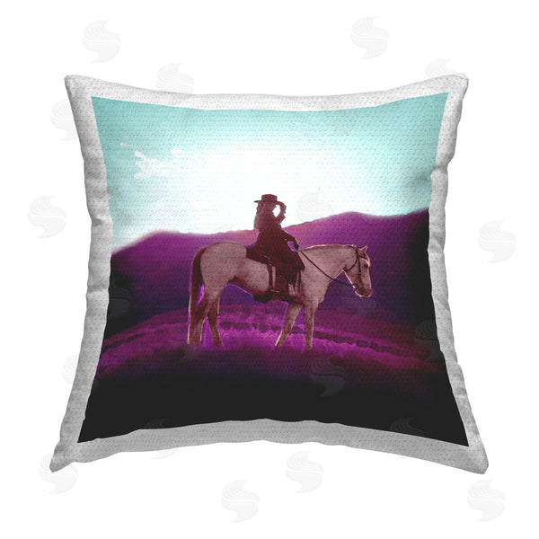 Stupell Industries SD Graphics Studio | Cowgirl & Purple Mountains Printed Throw Pillow