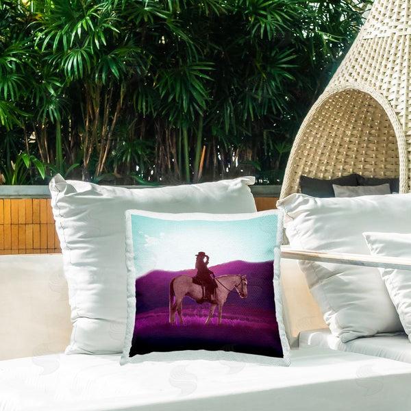 Stupell Industries SD Graphics Studio | Cowgirl & Purple Mountains Printed Throw Pillow