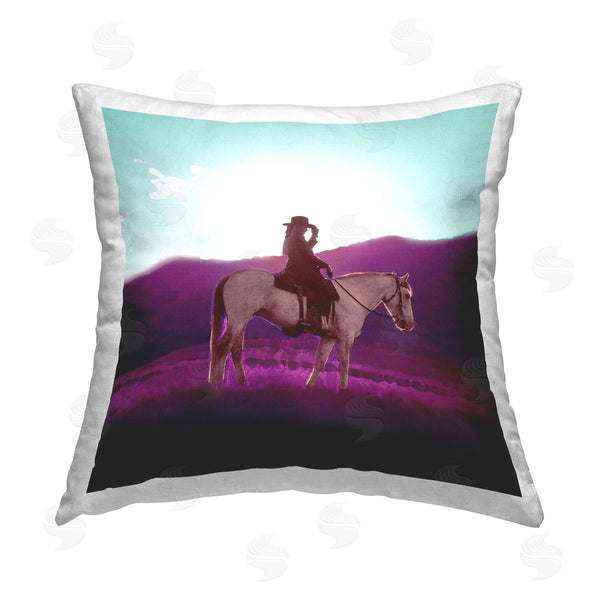 stupell industries SD Graphics Studio | Cowgirl & Purple Mountains Printed Throw Pillow