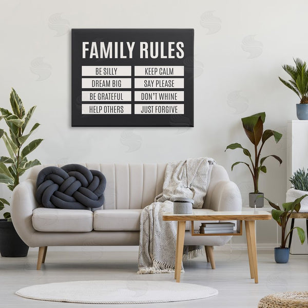 Stupell Industries SD Graphics Studio | Family Rules Simple Black Wall Art