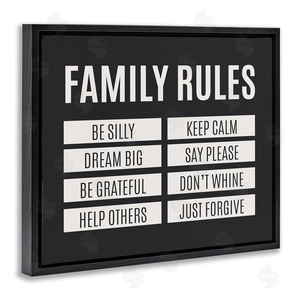 Stupell Industries SD Graphics Studio | Family Rules Simple Black Wall Art