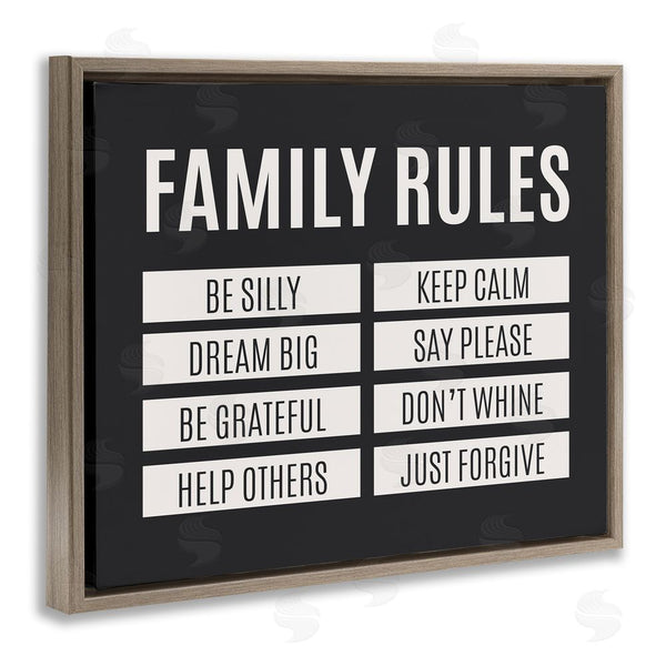 Stupell Industries SD Graphics Studio | Family Rules Simple Black Wall Art