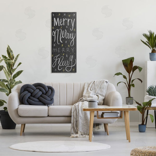 Stupell Industries SD Graphics Studio | Festive Merry Chalk Style Typography Chistmas Stars Wall Art