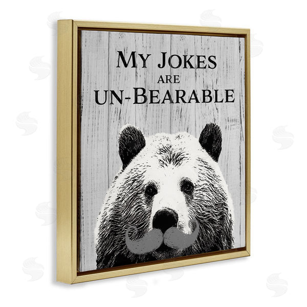 Stupell Industries SD Graphics Studio | My Jokes Are Un-Bearable Pun Animal Mustache