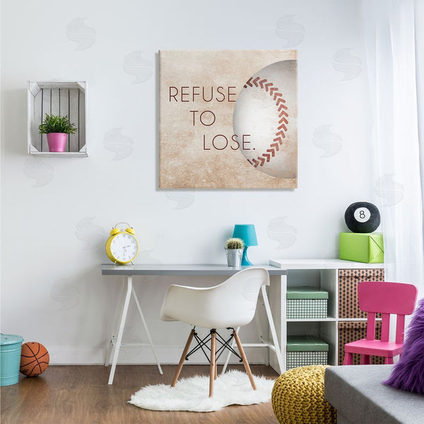 Stupell Industries SD Graphics Studio | Refuse To Lose Phrase Sports Baseball Rustic Brown Wall Art